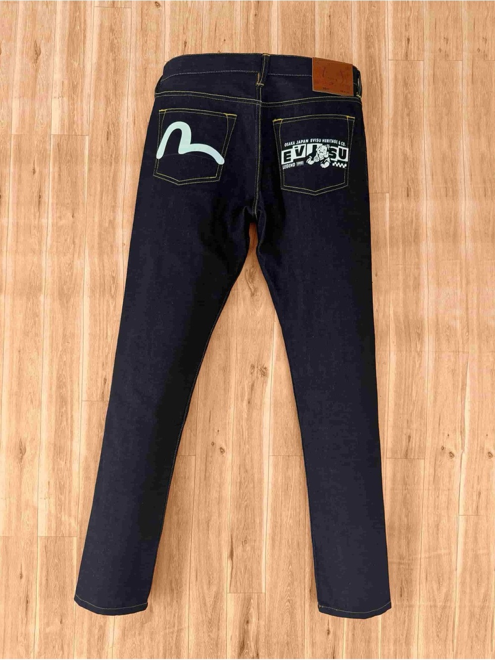 EVISU Men's Dark Indigo Straight Jeans